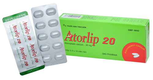 Atorlip Atorvastatin 20mg hộp 3 vỉ x 10 viên nén Hậu Giang