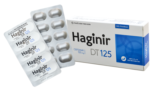 Haginir Cefdinir 125mg DT hộp 2 vỉ x 10 viên nén phân tán Hậu Giang