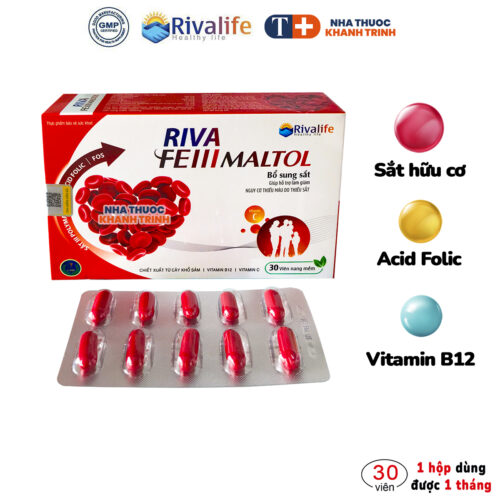 Viên Sắt 3 Polymaltose không gây táo bón Riva Fe III Maltol - hộp 30 viên - Hình ảnh 8