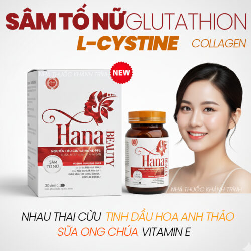 Viên uống nội tiết tố nữ HANA BEAUTY - sâm tố nữ, glutathion, L-cystine, sữa ong chúa, vitamin E (lọ 30 viên) - Hình ảnh 2